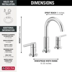 Delta NICOLI® TWO-HANDLE WIDESPREAD ARC SPOUT BATHROOM FAUCET 25 Delta NICOLI® TWO-HANDLE WIDESPREAD ARC SPOUT BATHROOM FAUCET -Robinson Sale Store 35749LF Drawing