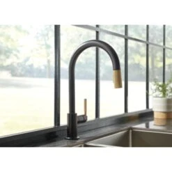 LITZE® PULL-DOWN FAUCET WITH ARC SPOUT AND KNURLED HANDLE 18 LITZE® PULL-DOWN FAUCET WITH ARC SPOUT AND KNURLED HANDLE -Robinson Sale Store 63043LF BLGL DETAIL 01 WEB