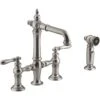 ARTIFACTS® DECK-MOUNT BRIDGE BAR SINK FAUCET WITH LEVER HANDLES AND SIDESPRAY
