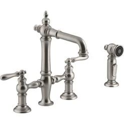 ARTIFACTS® DECK-MOUNT BRIDGE BAR SINK FAUCET WITH LEVER HANDLES AND SIDESPRAY