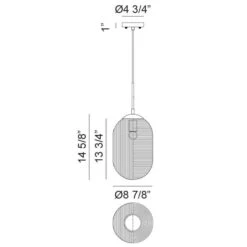 MARUNA 1-LIGHT CAPSULE PENDANT -Robinson Sale Store C31001MBSM Dimmensions