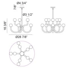 JOELLE LED CHANDELIER (MULTIPLE SIZES) -Robinson Sale Store C34210MBOP Dimmensions