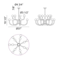 JOELLE LED CHANDELIER (MULTIPLE SIZES) -Robinson Sale Store C34214MBOP Dimmensions