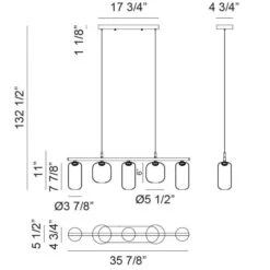 REFRAX 5-LIGHT LED CHANDELIER 7 REFRAX 5-LIGHT LED CHANDELIER -Robinson Sale Store C37405MBSM Dimmensions
