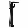 MODULUS SINGLE HANDLE FLOOR MOUNT BATHTUB FILLER WITH HAND SHOWER AND LEVER HANDLE