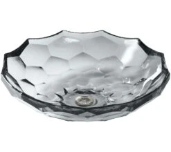 BRIOLETTE VESSEL FACETED GLASS BATHROOM SINK
