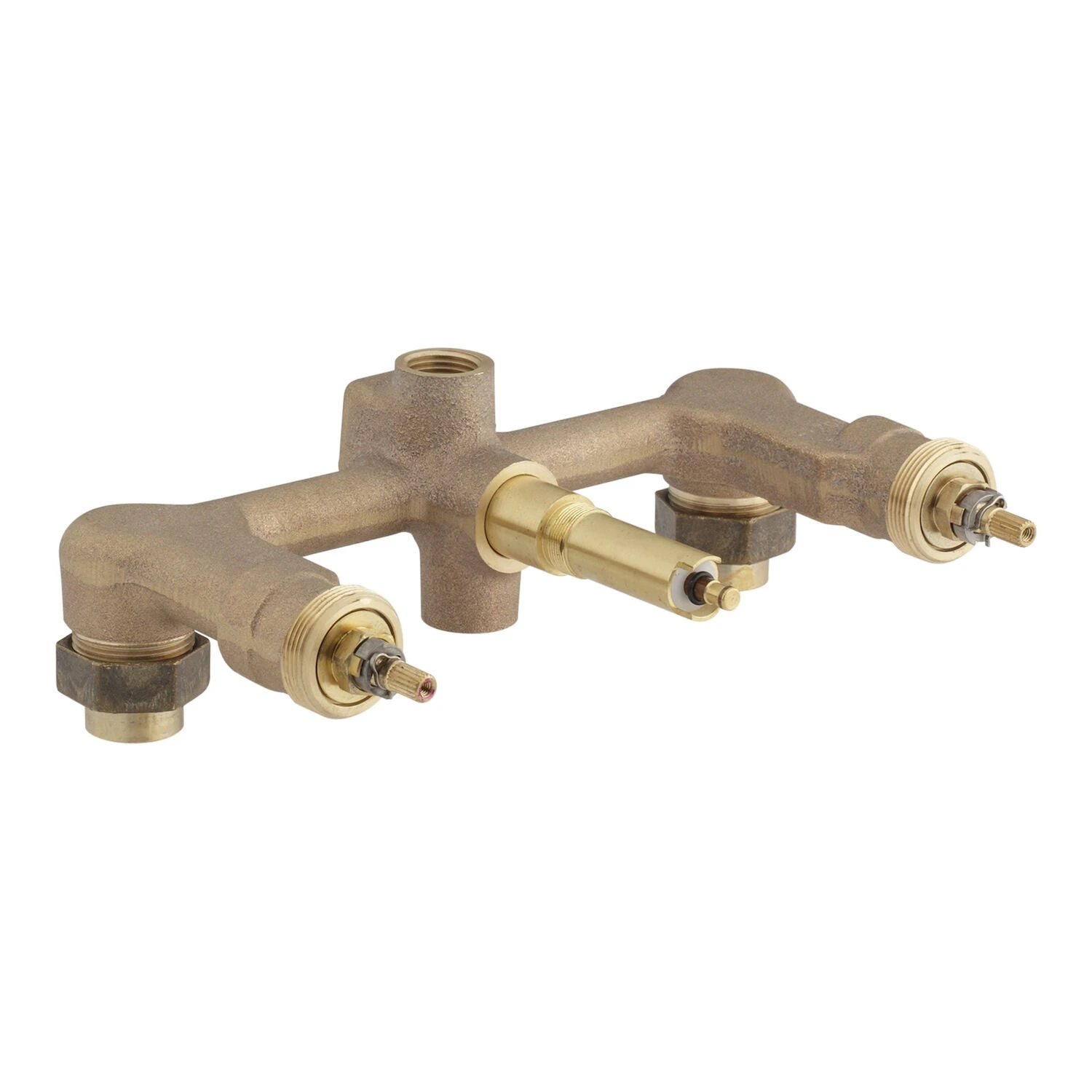 WIDESPREAD 1/2-INCH CERAMIC IN-WALL THREE-HANDLE VALVE SYSTEM WITH INTEGRAL DIVERTER AND 8-INCH CENTERS 1 WIDESPREAD 1/2-INCH CERAMIC IN-WALL THREE-HANDLE VALVE SYSTEM WITH INTEGRAL DIVERTER AND 8-INCH CENTERS