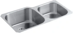 UNDERTONE® PRESERVE 35-1/8 X 20-1/8 X 9-3/4 INCHES UNDER-MOUNT EXTRA LARGE/MEDIUM DOUBLE-BOWL KITCHEN SINK