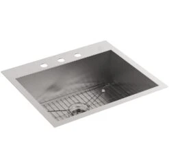 VAULT 25 X 22 X 9-5/16 INCHES TOP-/UNDER-MOUNT SINGLE-BOWL KITCHEN SINK WITH 3 FAUCET HOLES