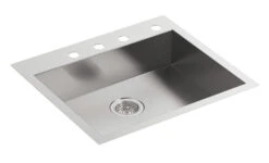VAULT 25 X 22 X 6-5/16 INCHES SINGLE BOWL DUAL-MOUNT KITCHEN SINK WITH 4 FAUCET HOLES