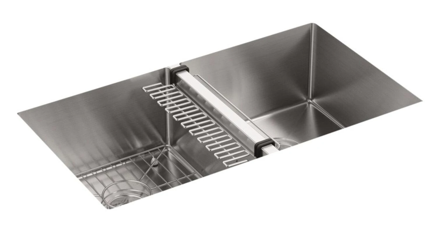 STRIVE® 32 X 18-5/16 X 9-5/16 INCHES UNDER-MOUNT DOUBLE-EQUAL KITCHEN SINK WITH ACCESSORIES 1 STRIVE® 32 X 18-5/16 X 9-5/16 INCHES UNDER-MOUNT DOUBLE-EQUAL KITCHEN SINK WITH ACCESSORIES