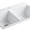 BROOKFIELD 33 X 22 X 9-5/8 INCHES TOP-MOUNT DOUBLE-EQUAL KITCHEN SINK WITH SINGLE FAUCET HOLE