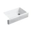 WHITEHAVEN® 35-11/16 X 21-9/16 X 9-5/8 INCHES UNDER-MOUNT SELF-TRIMMING® SINGLE-BOWL KITCHEN SINK WITH TALL APRON AND HAYRIDGE® DESIGN