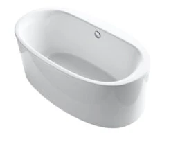 SUNSTRUCK® 66 X 36 INCHES OVAL FREESTANDING BATHTUB WITH STRAIGHT SHROUD AND CENTER DRAIN