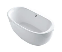 SUNSTRUCK® 66 X 36 INCHES OVAL FREESTANDING BATHTUB WITH FLUTED SHROUD AND CENTER DRAIN