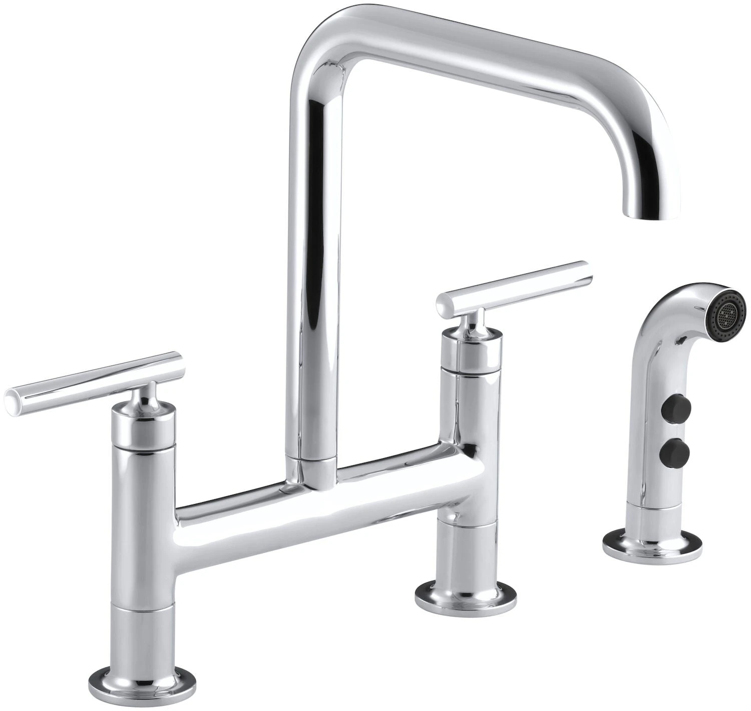PURIST® TWO-HOLE DECK-MOUNT BRIDGE KITCHEN SINK FAUCET WITH 8-3/8-INCH SPOUT AND MATCHING FINISH SIDESPRAY 2 PURIST® TWO-HOLE DECK-MOUNT BRIDGE KITCHEN SINK FAUCET WITH 8-3/8-INCH SPOUT AND MATCHING FINISH SIDESPRAY - Image 2