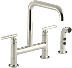 PURIST® TWO-HOLE DECK-MOUNT BRIDGE KITCHEN SINK FAUCET WITH 8-3/8-INCH SPOUT AND MATCHING FINISH SIDESPRAY 6 PURIST® TWO-HOLE DECK-MOUNT BRIDGE KITCHEN SINK FAUCET WITH 8-3/8-INCH SPOUT AND MATCHING FINISH SIDESPRAY -Robinson Sale Store Kohler7548 4 SN 7548 4 SN
