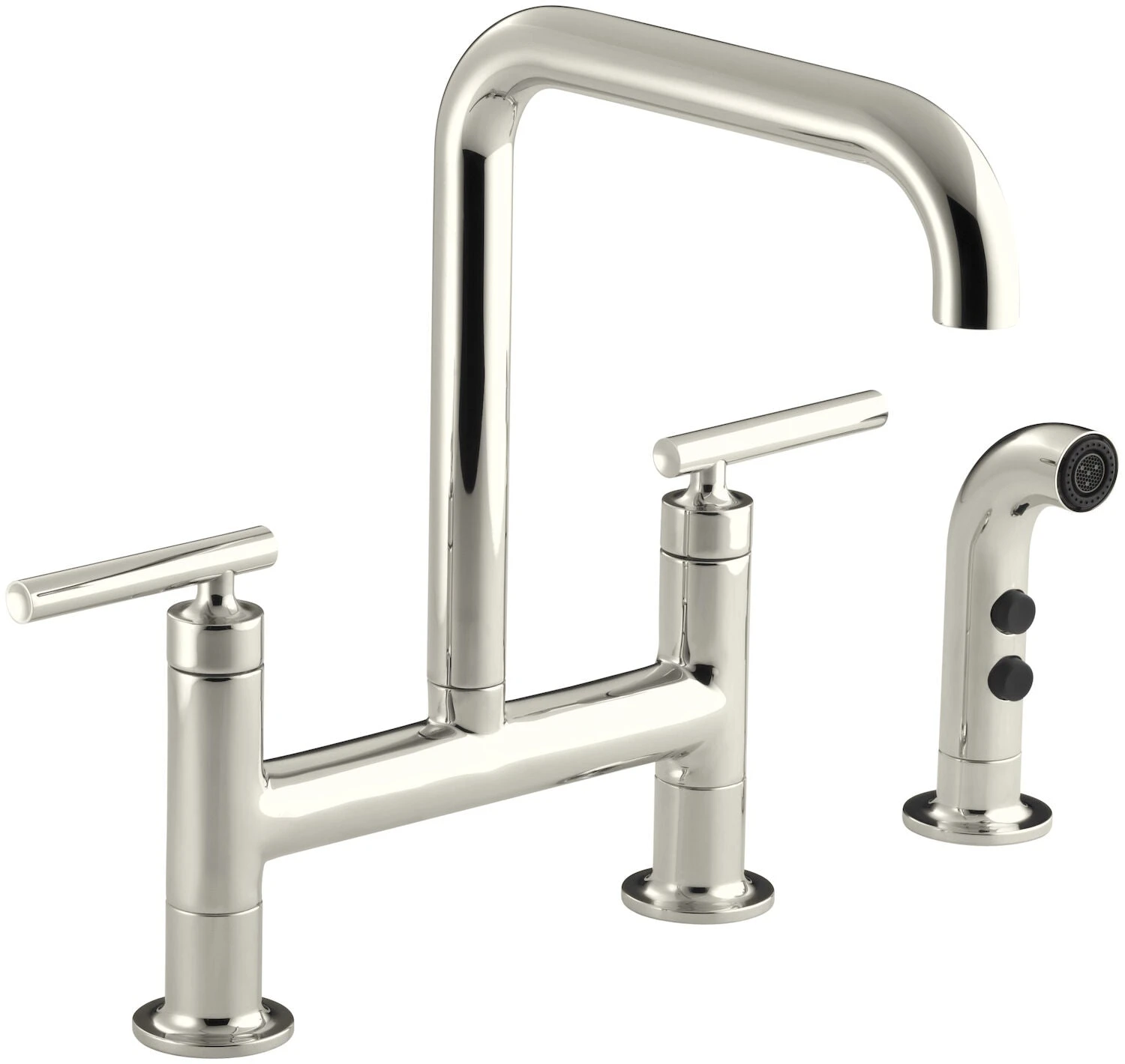 PURIST® TWO-HOLE DECK-MOUNT BRIDGE KITCHEN SINK FAUCET WITH 8-3/8-INCH SPOUT AND MATCHING FINISH SIDESPRAY 3 PURIST® TWO-HOLE DECK-MOUNT BRIDGE KITCHEN SINK FAUCET WITH 8-3/8-INCH SPOUT AND MATCHING FINISH SIDESPRAY - Image 3