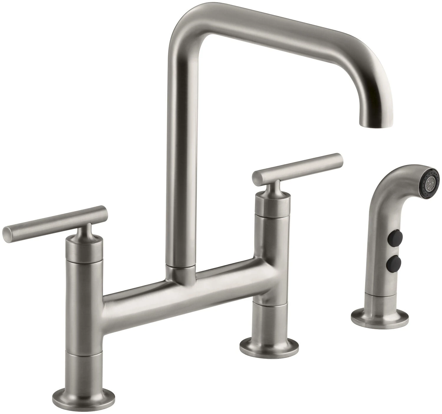 PURIST® TWO-HOLE DECK-MOUNT BRIDGE KITCHEN SINK FAUCET WITH 8-3/8-INCH SPOUT AND MATCHING FINISH SIDESPRAY 4 PURIST® TWO-HOLE DECK-MOUNT BRIDGE KITCHEN SINK FAUCET WITH 8-3/8-INCH SPOUT AND MATCHING FINISH SIDESPRAY - Image 4