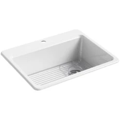 RIVERBY® 27 X 22 X 9-5/8 INCHES TOP-MOUNT SINGLE-BOWL KITCHEN SINK WITH BOTTOM SINK RACK