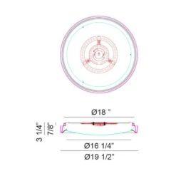 OCULUS 1-LIGHT LED FLUSH MOUNT (MULTIPLE SIZES) -Robinson Sale Store M19019BK Dimmensions