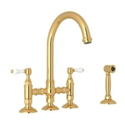 SAN JULIO® BRIDGE KITCHEN FAUCET WITH SIDE SPRAY (PORCELAIN LEVER)